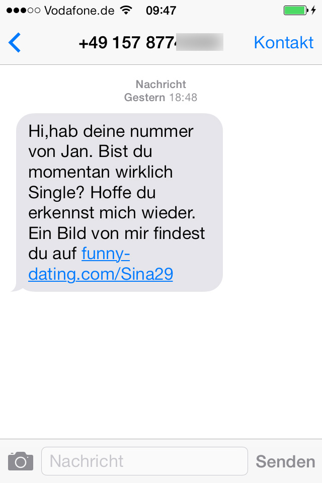 funny dating spam sms